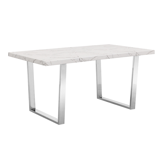Constable White High Gloss Dining Table In Vida Marble Effect_2