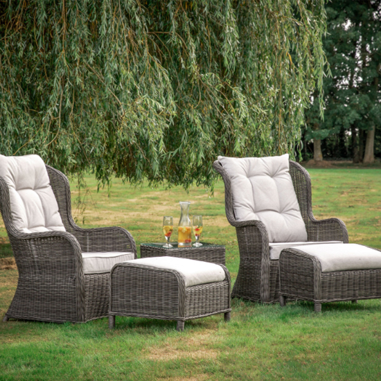 Contan Outdoor High Back Weave Rattan Lounger Set In Natural