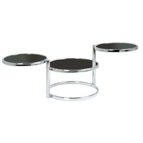 Photo of Moon swivel coffee table in black glass with chrome frame