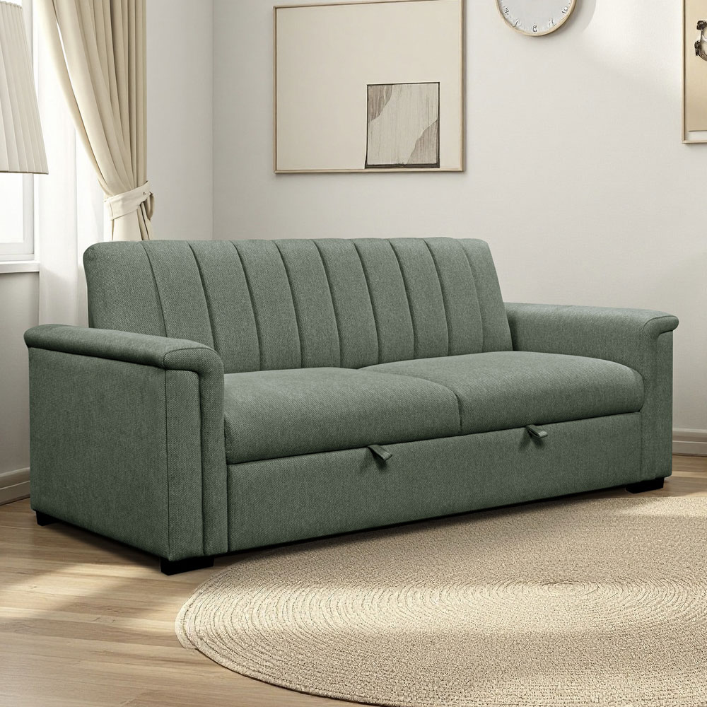 Conway Fabric 3 Seater Sofa Bed in Moss Green