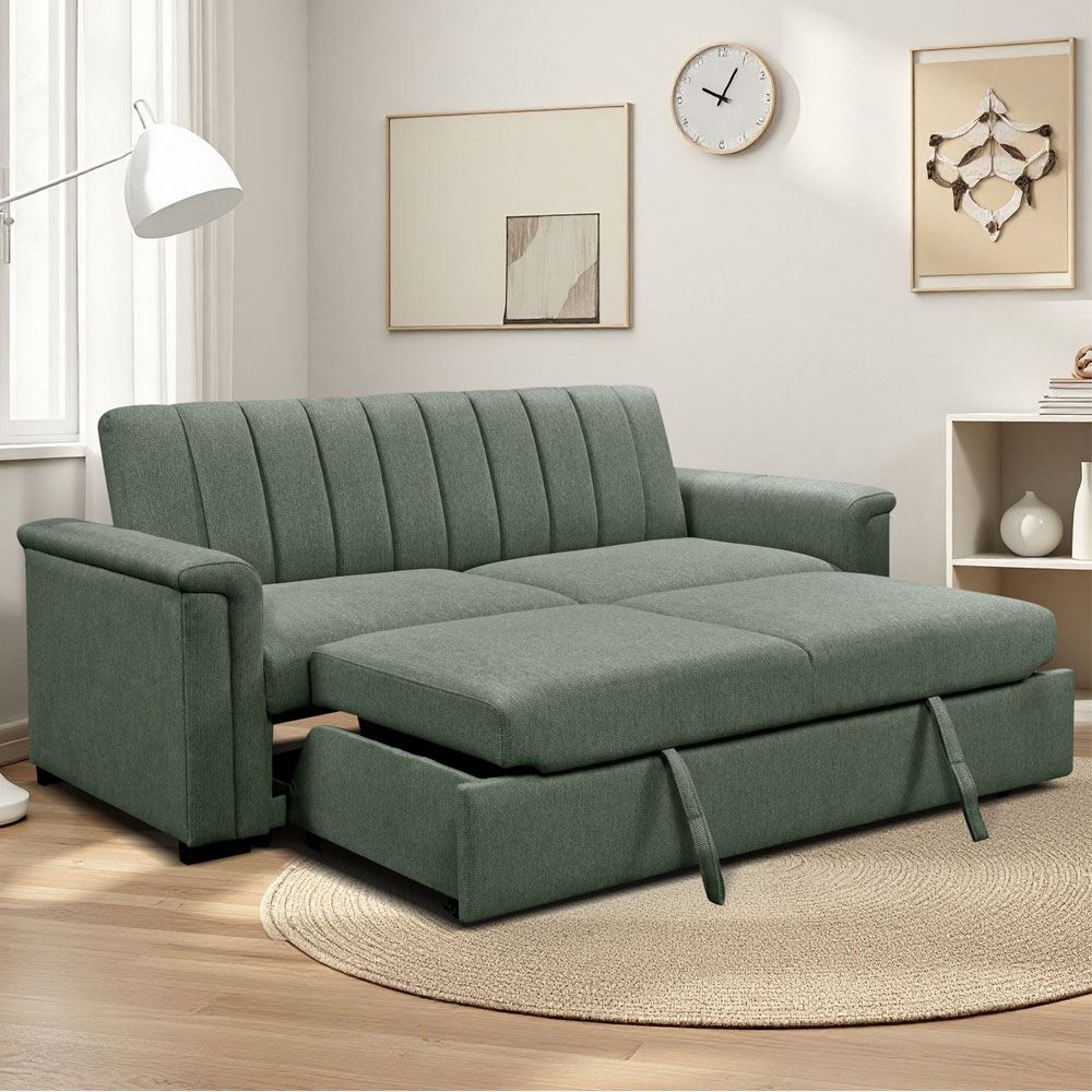 Conway Fabric 3 Seater Sofa Bed in Moss Green