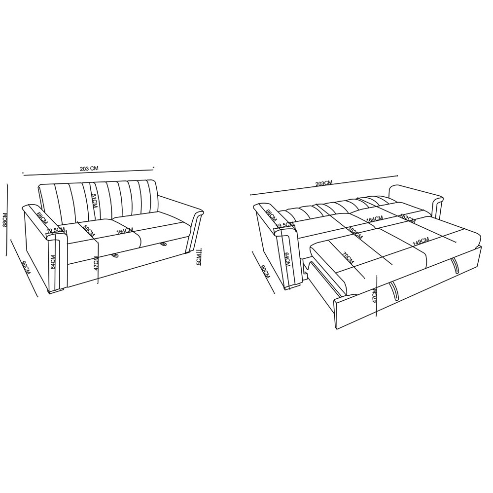 Conway Fabric 3 Seater Sofa Bed in Moss Green