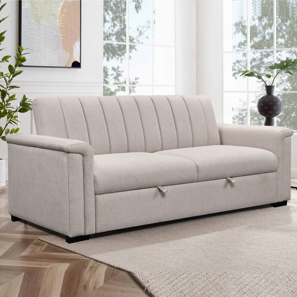 Conway Fabric 3 Seater Sofa Bed in Natural