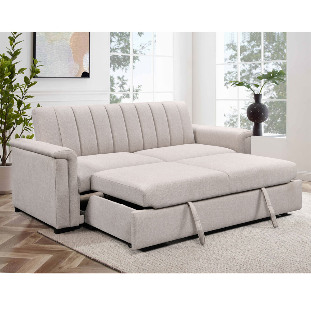 Conway Fabric 3 Seater Sofa Bed in Natural