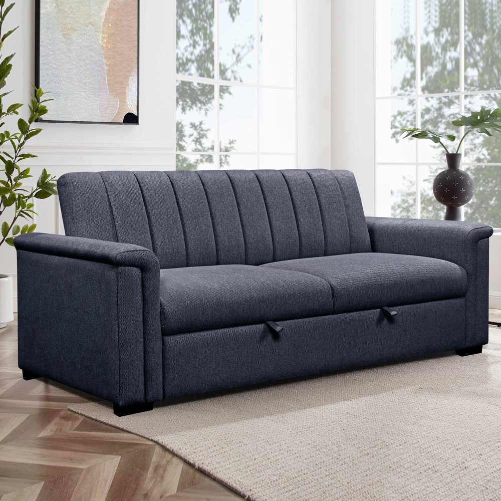 Conway Fabric 3 Seater Sofa Bed in Navy Blue