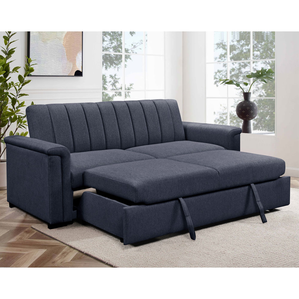 Conway Fabric 3 Seater Sofa Bed in Navy Blue