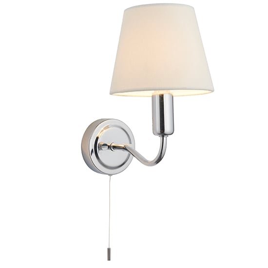 Conway Ivory Fabric Shade Wall Light In Chrome