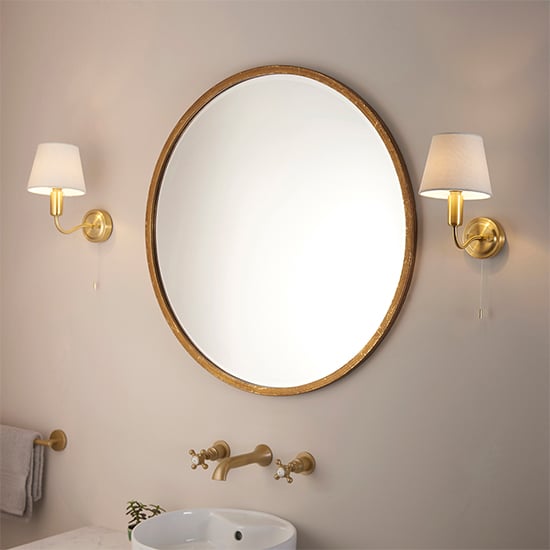 Conway Ivory Fabric Shade Wall Light In Satin Brass