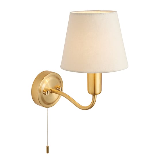 Conway Ivory Fabric Shade Wall Light In Satin Brass