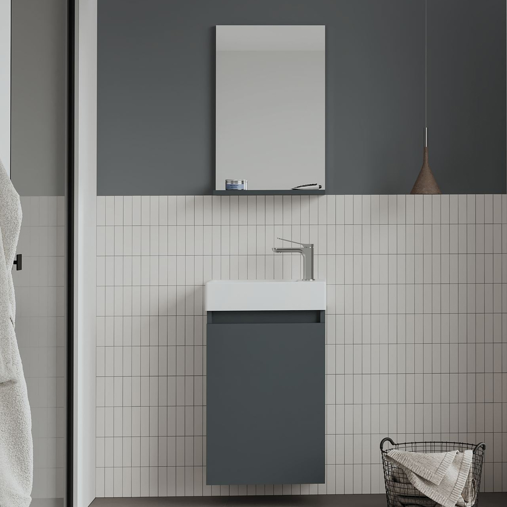 Conza Wooden Wall Mounted Vanity Unit & Basin with Mirror in Matte Anthracite