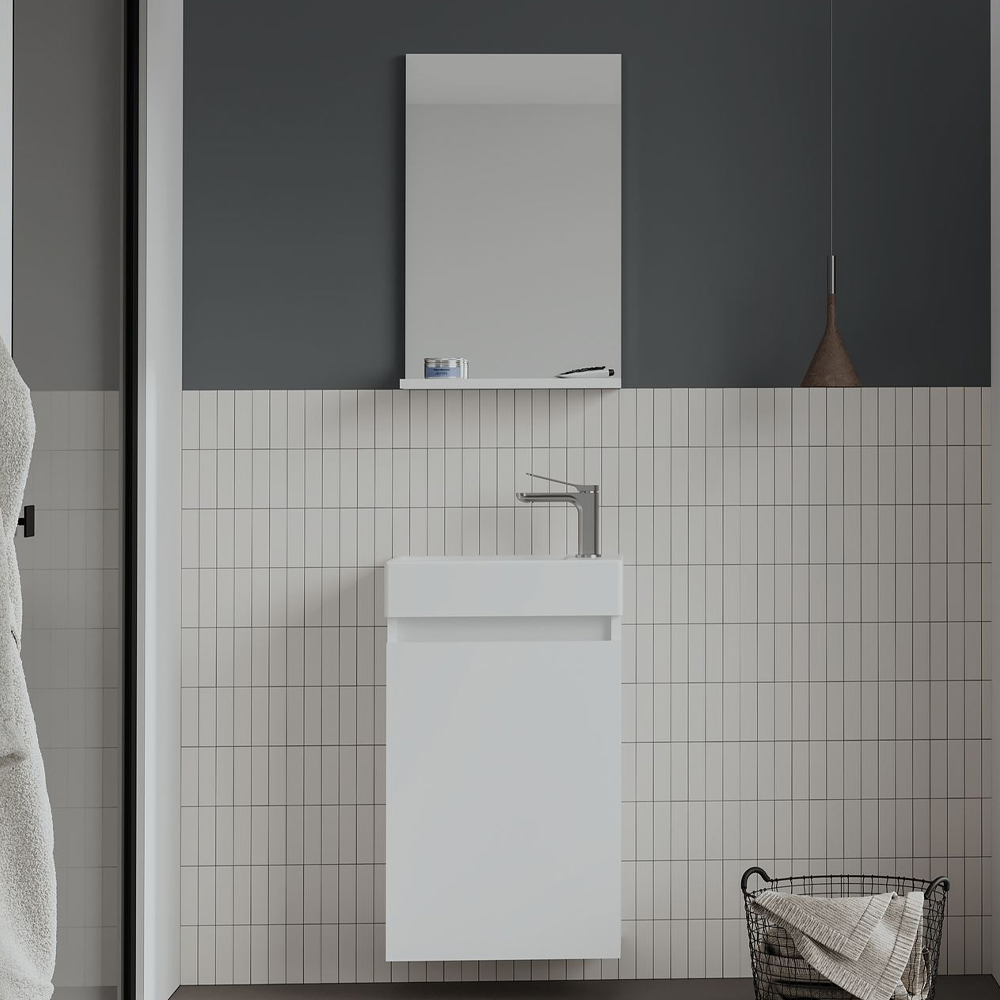 Conza Wooden Wall Mounted Vanity Unit & Basin with Mirror in White