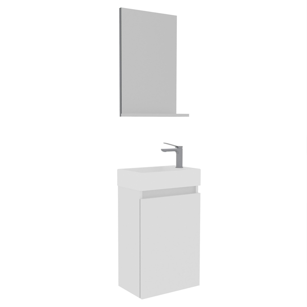 Conza Wooden Wall Mounted Vanity Unit & Basin with Mirror in White