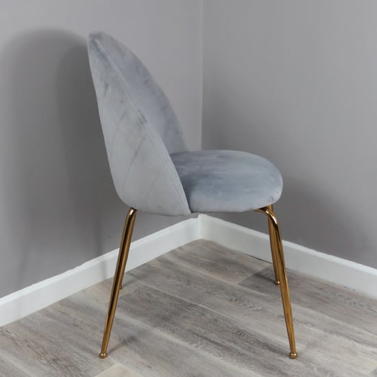 Coonan Grey Velvet Dining Chairs With Gold Legs In A Pair_6