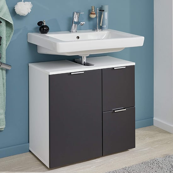 Product photograph of Coone Vanity Unit In White High Gloss And Graphite from Furniture in Fashion