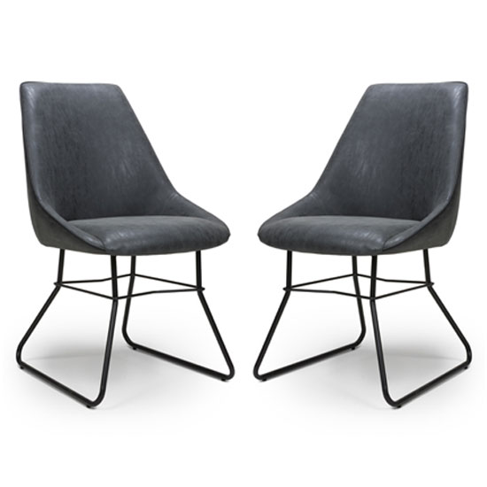 Photo of Cooper wax grey faux leather dining chair in a pair