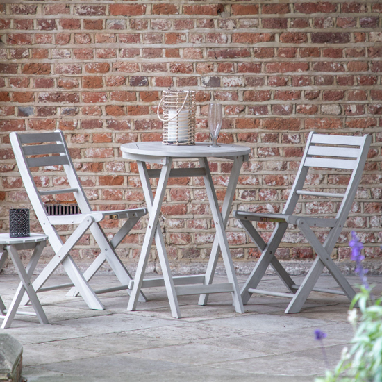 Read more about Coos outdoor acacia wood 2 seater bistro set in whitewash