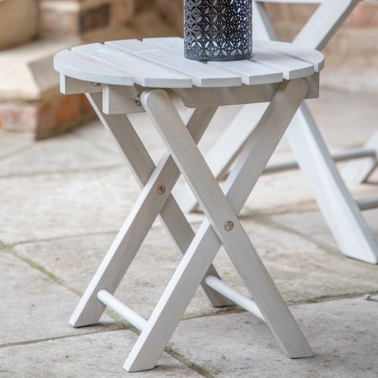 Coos Outdoor Acacia Wood Side Table In Whitewash