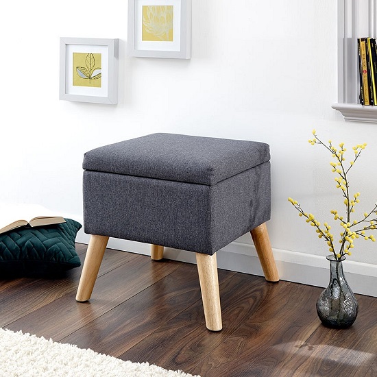 Copeland Small Fabric Storage Ottoman Unit In Charcoal Furniture in