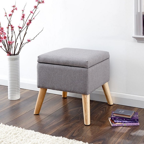 Copeland Small Fabric Storage Ottoman Unit In Grey Furniture in Fashion