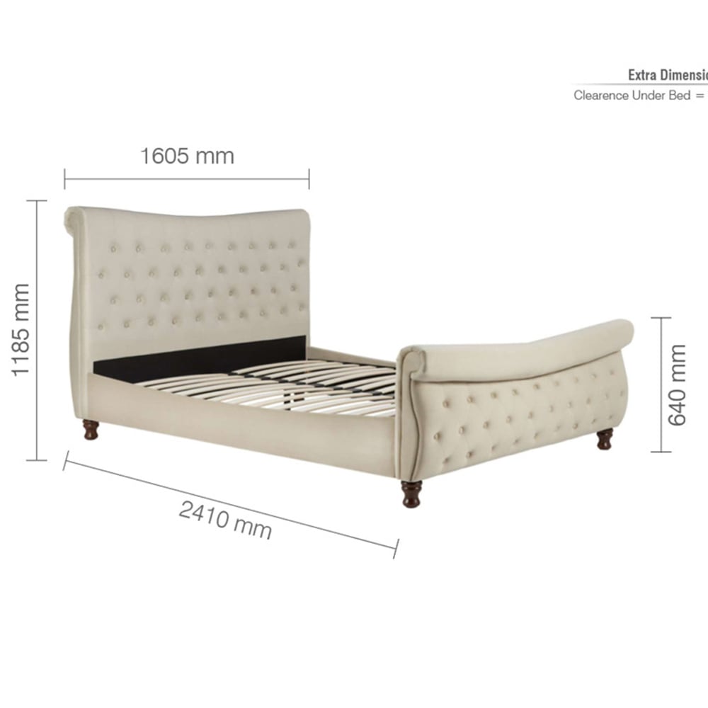 Copen Fabric King Size Bed In Warm Stone