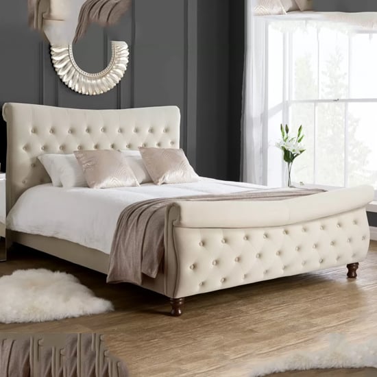 Read more about Copen fabric super king size bed in warm stone