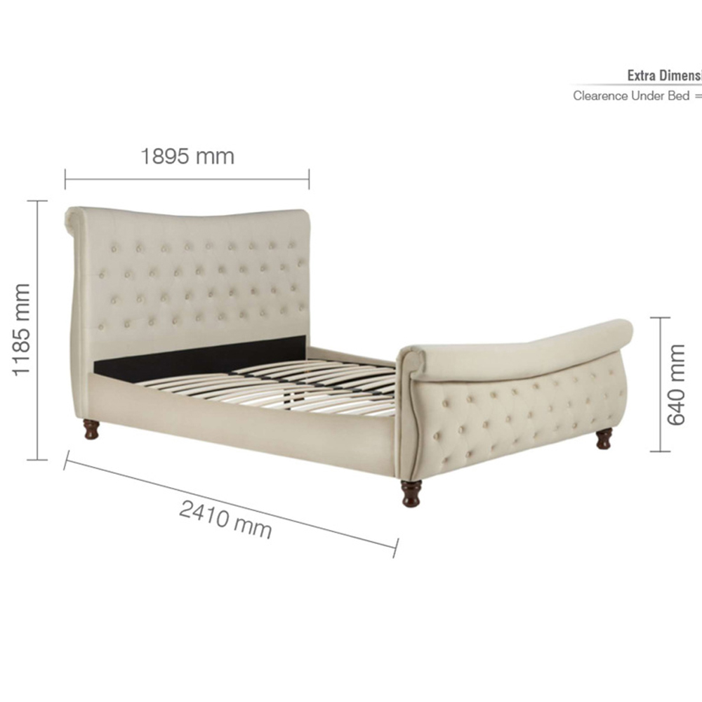 Copen Fabric Super King Size Bed In Warm Stone