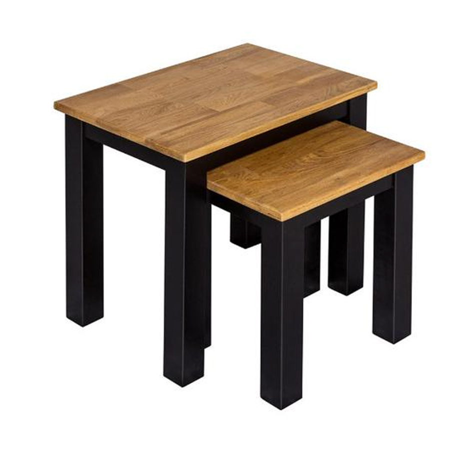 Copenhagen Oiled Wood Nest Of Tables With Black Frame FiF