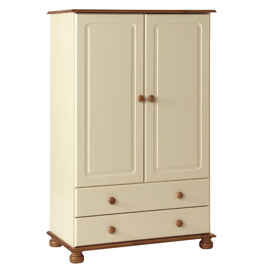 Photo of Copenham wooden 2 doors 2 drawers wardrobe in cream and pine