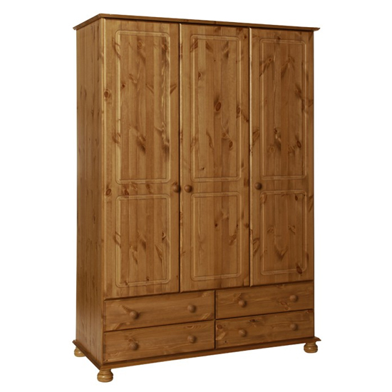 Photo of Copenham wooden 3 doors 4 drawers wardrobe in pine
