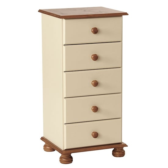 Read more about Copenham narrow chest of drawers in cream and pine with 5 drawer