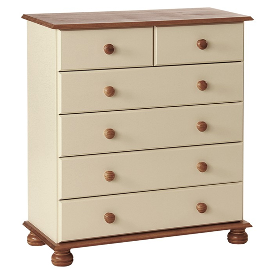 Photo of Copenham narrow chest of drawers in cream and pine with 6 drawer