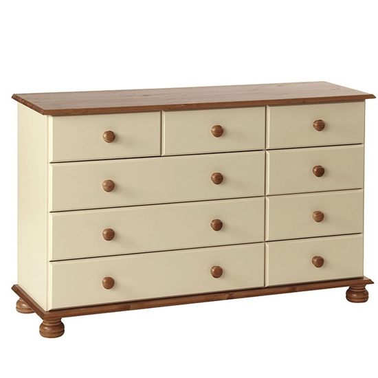 Read more about Copenham narrow chest of drawers in cream and pine with 9 drawer