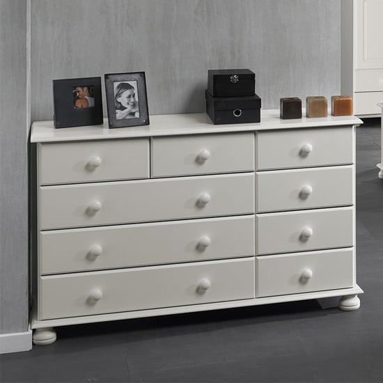 Photo of Copenham narrow chest of drawers in white with 9 drawers