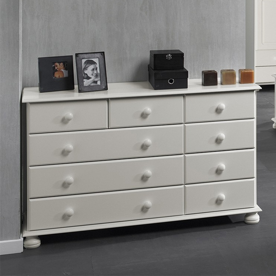 Copenham Narrow Chest Of Drawers In White With 9 Drawers thumbnail