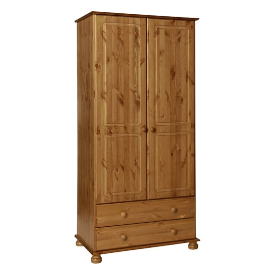 Photo of Copenham wooden tall 2 doors 2 drawers wardrobe in pine