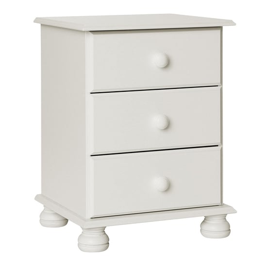 Photo of Copenham wooden 3 drawers bedside cabinet in white