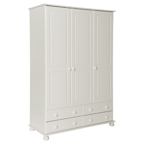 Photo of Copenham wooden wardrobe with 3 doors 4 drawers in white