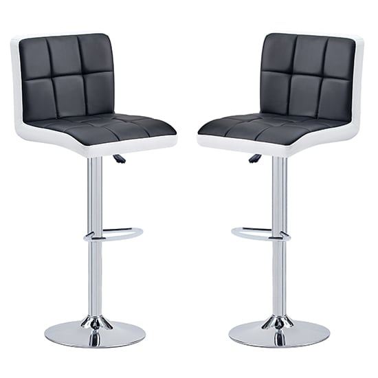 Photo of Copez black and white faux leather bar stools in pair