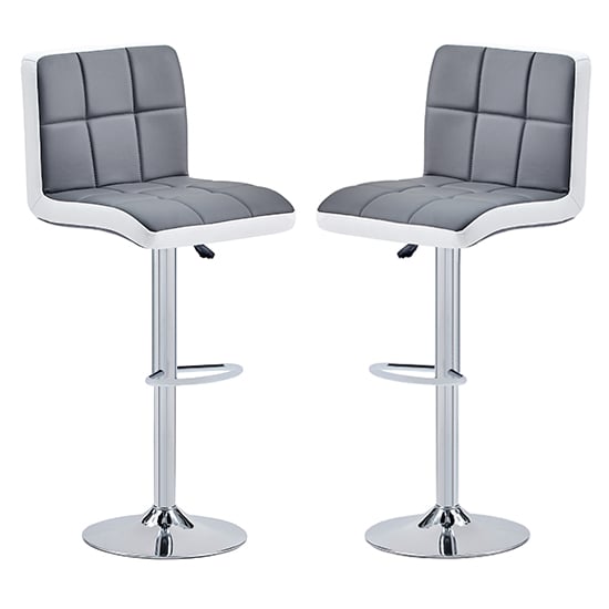 Product photograph of Copez Grey And White Faux Leather Bar Stools In Pair from Furniture in Fashion