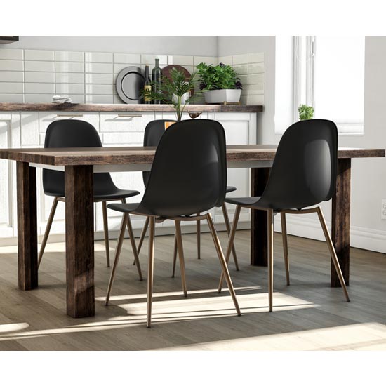 Copley Black Plastic Dining Chairs In Pair Furniture in Fashion