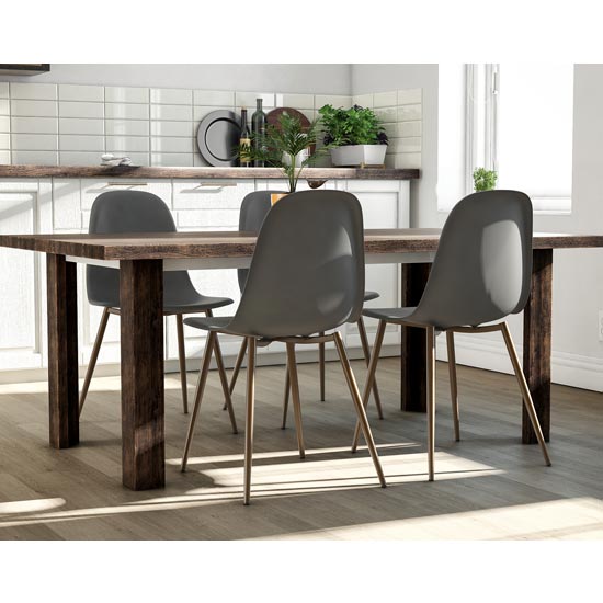Copley Grey Plastic Dining Chairs In Pair | Furniture in Fashion