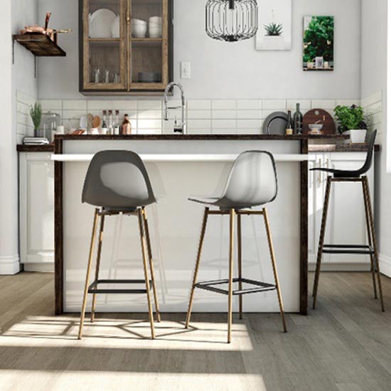 Read more about Couplie plastic bar chair with metal frame in grey