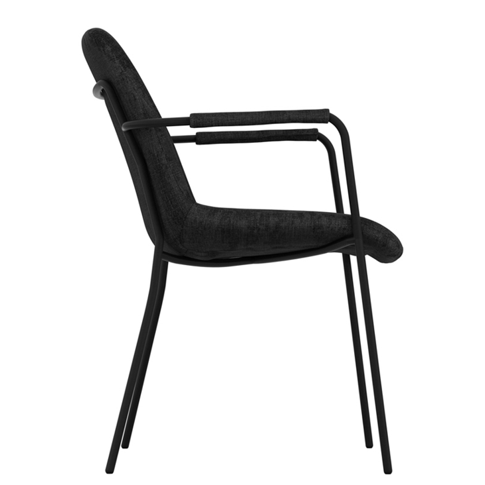 Coquitlam Black Velvet Dining Chairs With Arms - Pair