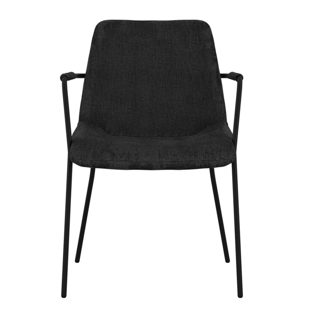 Coquitlam Black Velvet Dining Chairs With Arms - Pair