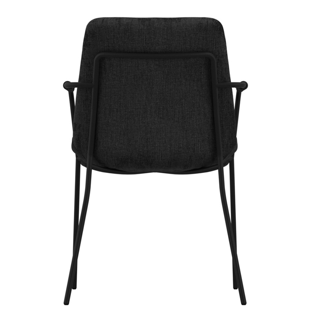 Coquitlam Black Velvet Dining Chairs With Arms - Pair