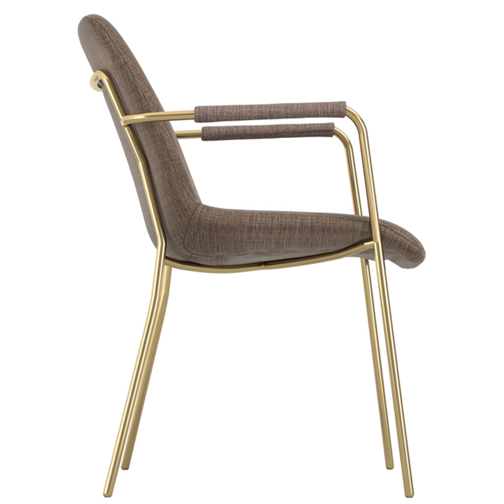 Coquitlam Gold Velvet Dining Chairs With Arms - Pair