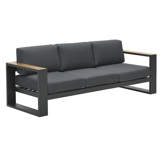 Read more about Cora fabric 3 seater sofa in dark grey with charcoal frame