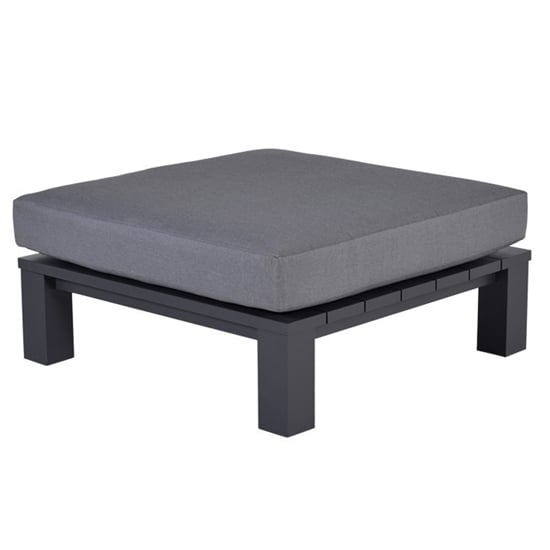 Photo of Cora fabric ottoman in dark grey with charcoal frame