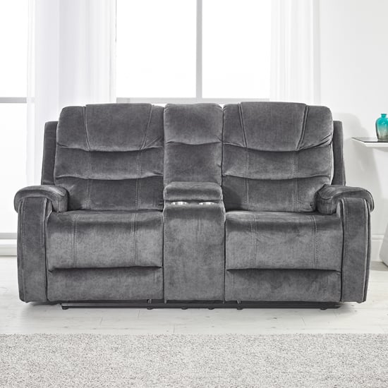 Read more about Cora velvet recliner 2 seater sofa in dark grey