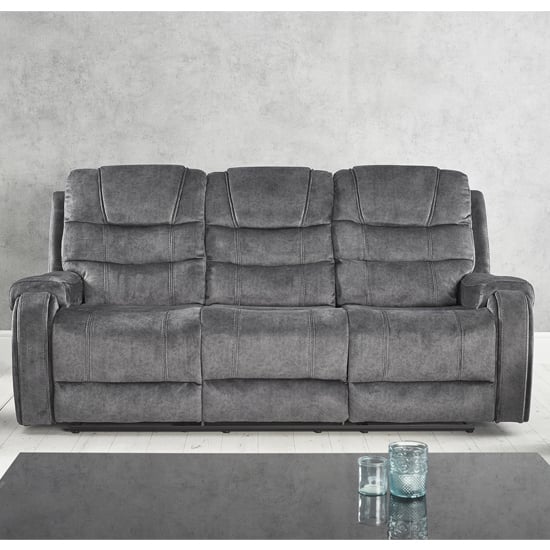 Photo of Cora velvet recliner 3 seater sofa in dark grey